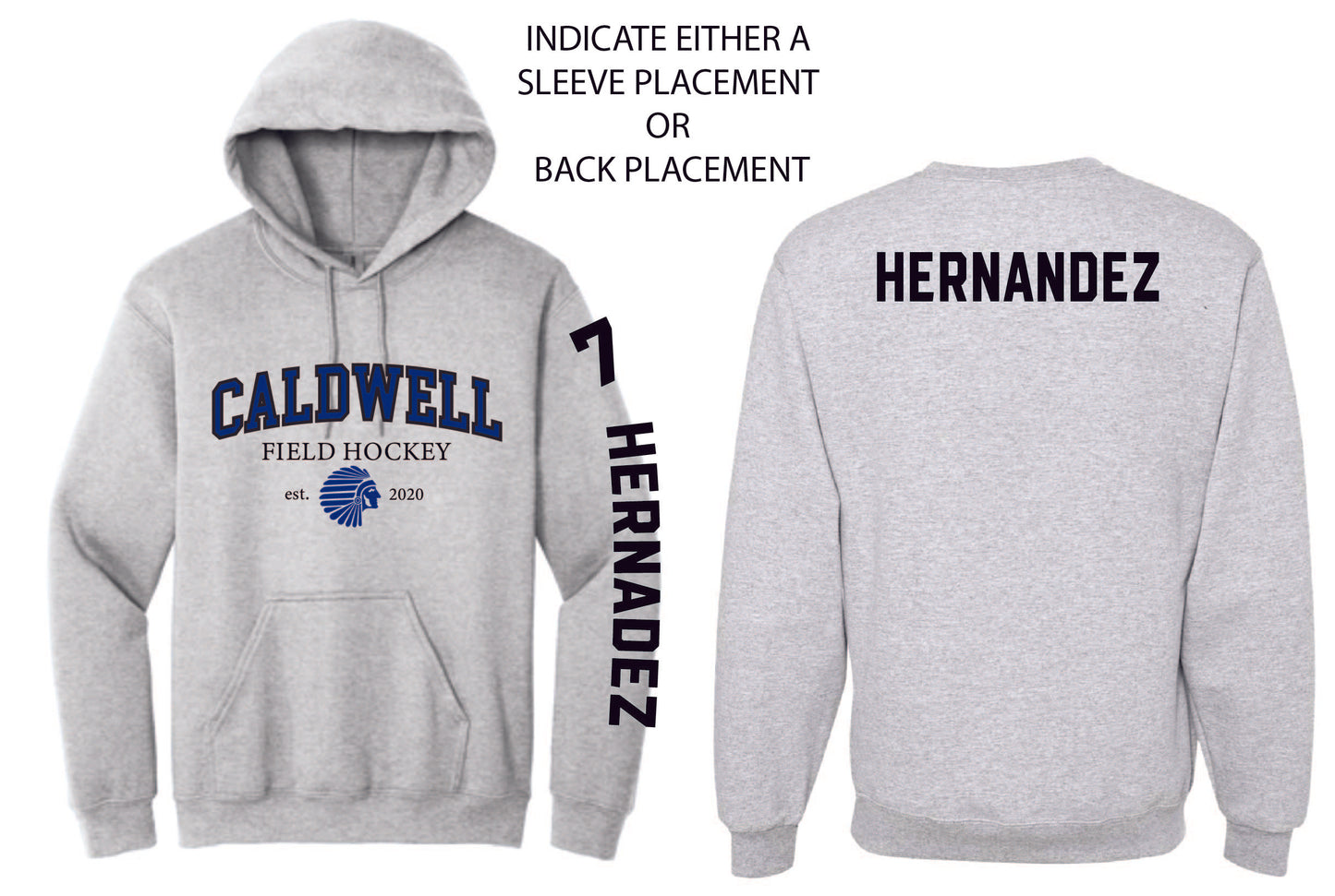 personalization on any sweatshirts or tees