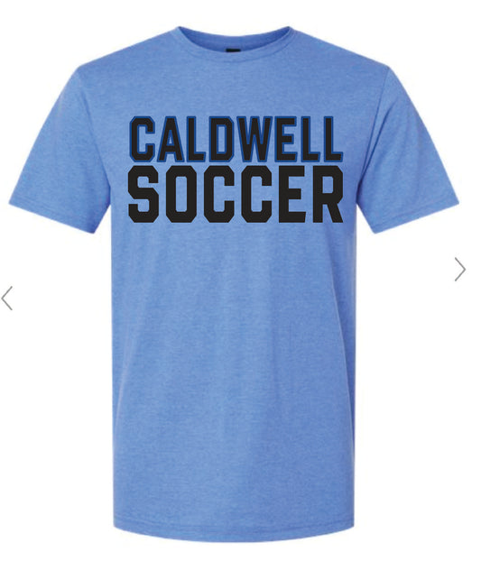 Caldwell Soccer tee - adult/youth - heather royal
