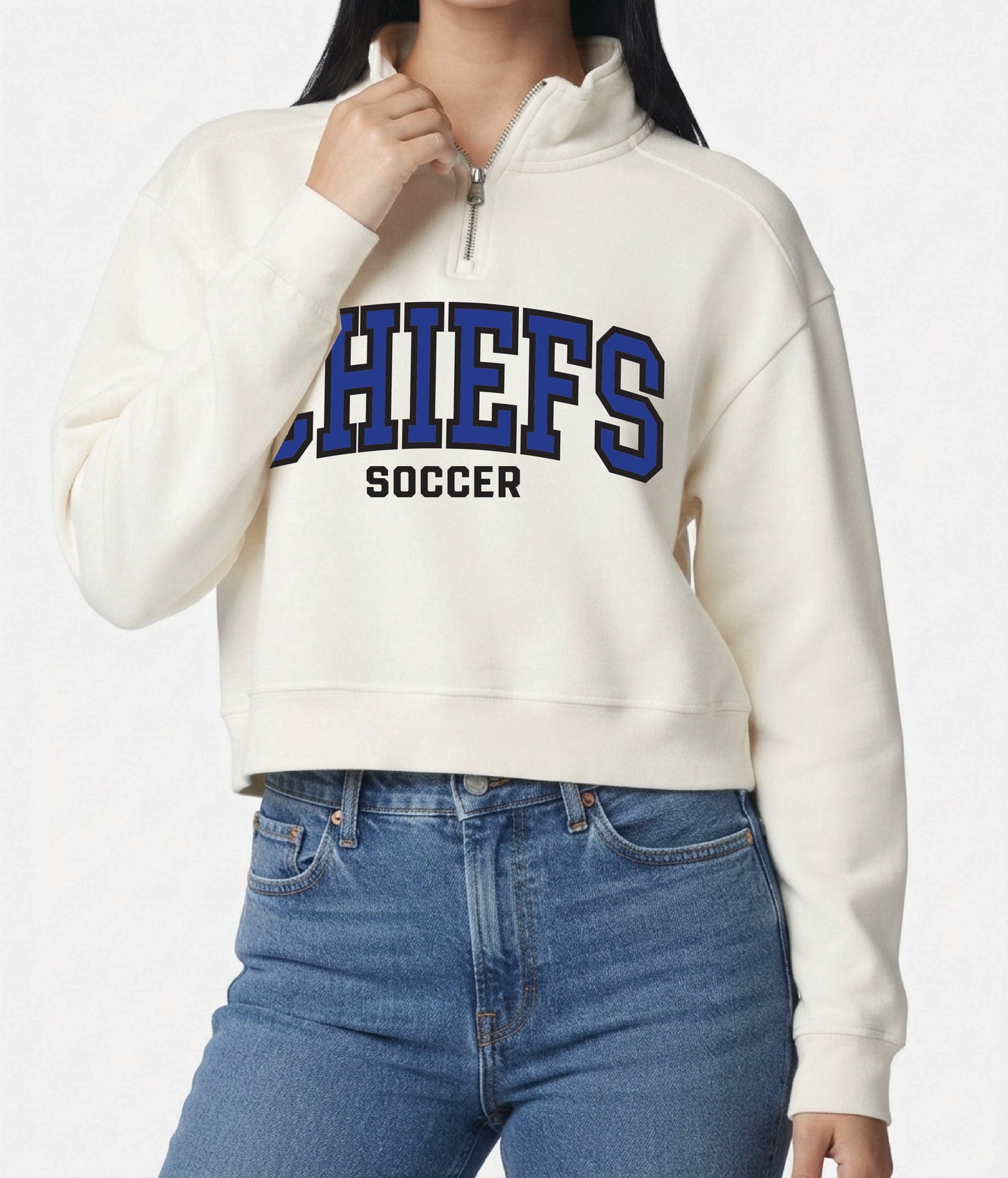 Womens Chiefs soccer quarter zip - adult- ivory