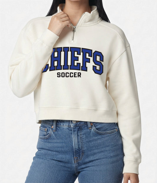 Womens Chiefs soccer quarter zip - adult- ivory
